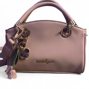 Nanette Lepore Blush Pink Pebbled Leather Top-Handle Satchel with Charms